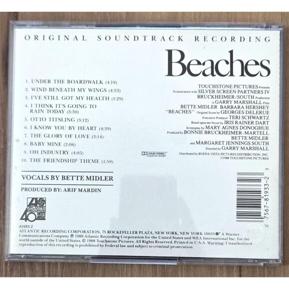 Beaches [Original Soundtrack] by Bette Midler (CD, Nov-1988, Atlantic (Label)) - Picture 4 of 4